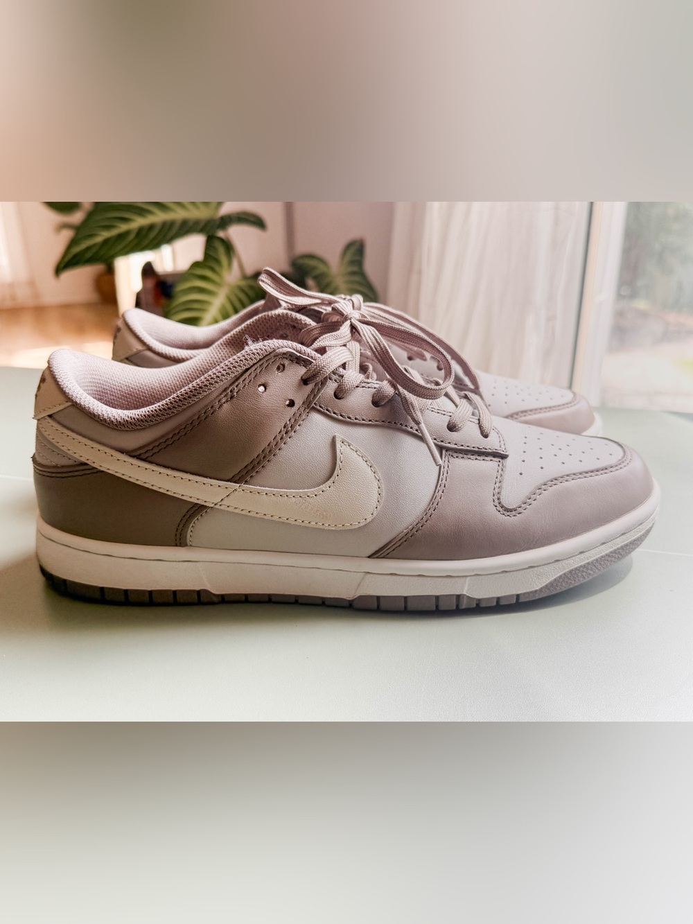 Nike Dunks Low-Top Sneakers in Taupe & White